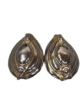 Givenchy Vintage  Silver Tone Clip On Earrings Teardrop Large Runway Statement